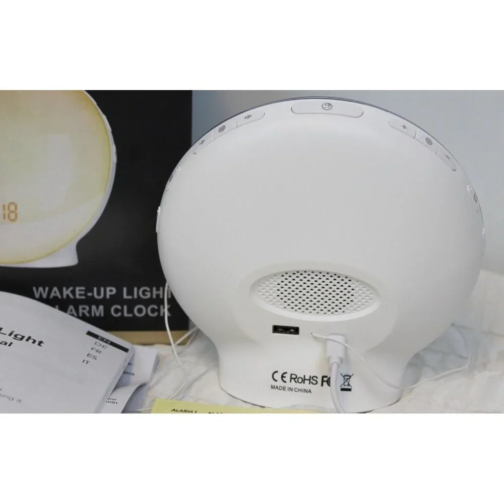 Wake up Light Alarm Clock Sunrise Sunset Sim FM Radio Nature Sounds LED Digital